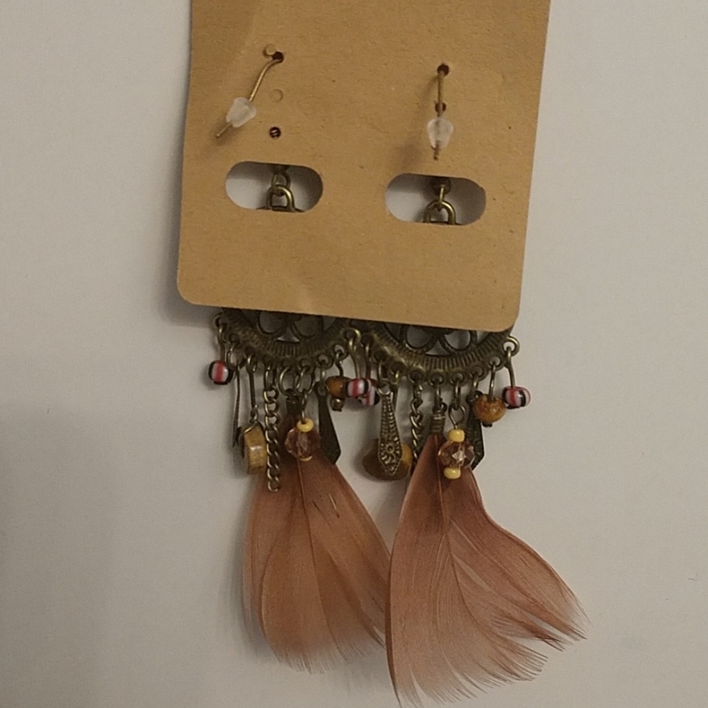 Unique Dreamcatcher Feather Boho Charm Earrings 4" Drop - Picture 3 of 9